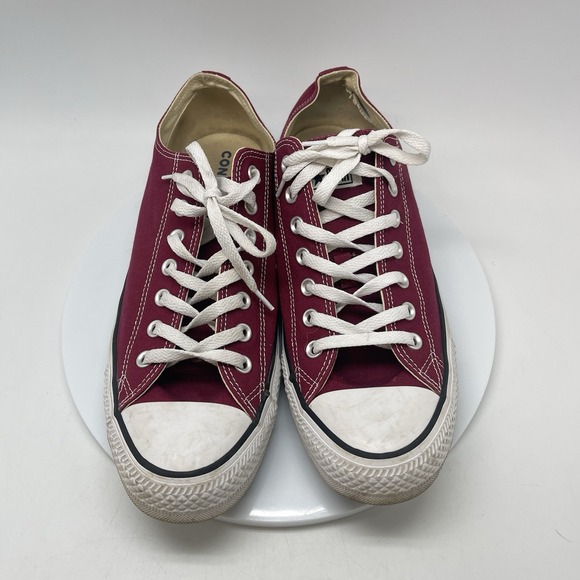 Converse All Star Sneakers Mens 11 Low Top Burgundy Canvas Casual Shoes M9691 - Picture 2 of 10